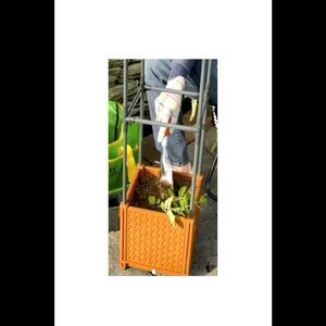 Ultimate Innovations 10" Self-Watering Planter with Trellis Terracotta
